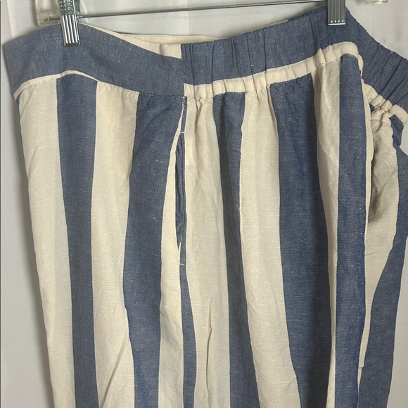 Madewell Pants - Striped Blue and Cream Wide-Leg Pants